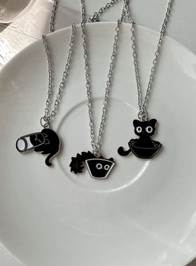 宇宙射线-卡通可爱液态液态猫咪吊坠简约小众设计百搭不撞款项链