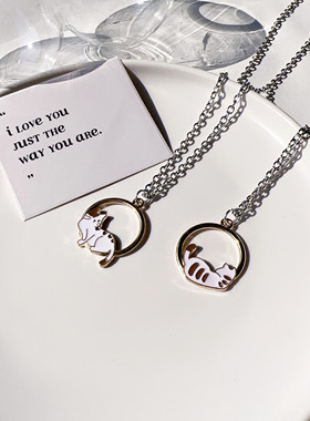 宇宙射线 小花猫项链情侣款闺蜜学生送礼物个性小众轻奢ins风颈链