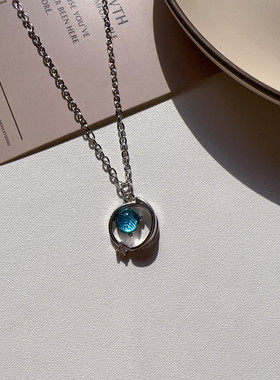 宇宙射线-小清新蓝琉璃梦幻星球吊坠网红轻奢高级感气质简约小众