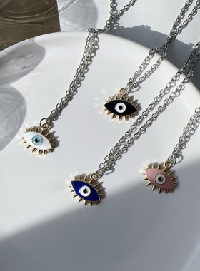 简约欧美风吊坠项链黑色