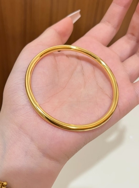 水贝黄金素圈金包银手镯古法实心