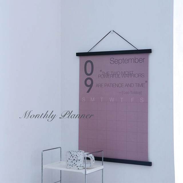 Niche wooden frame learning self-discipline calendar check-in weight loss monthly plan wall sticker retro monthly calendar hanging wall monthly plan book