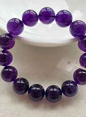 天然紫水晶手链乌拉圭紫水晶单圈手串颜色浓郁晶体透男女