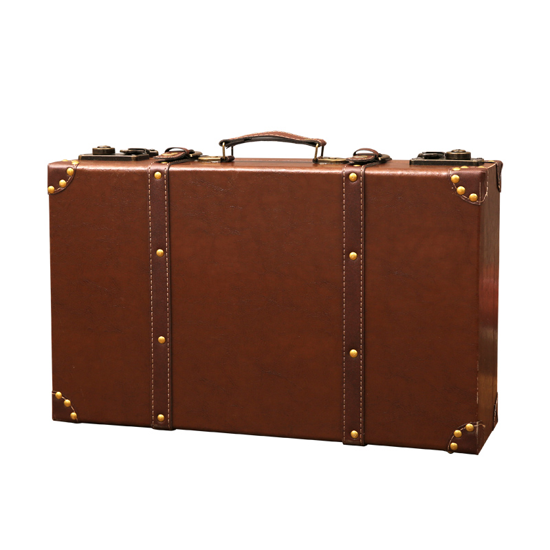 欧式复古手提箱收纳整理储物箱老式皮箱旅行拍摄装饰道具箱木箱子