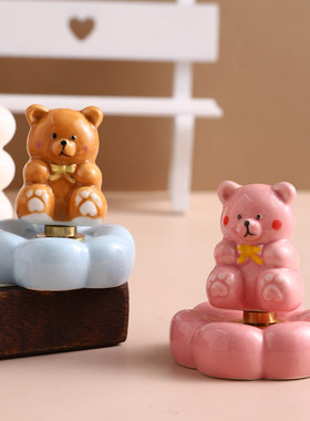 可爱小熊陶瓷麻将摆件送礼