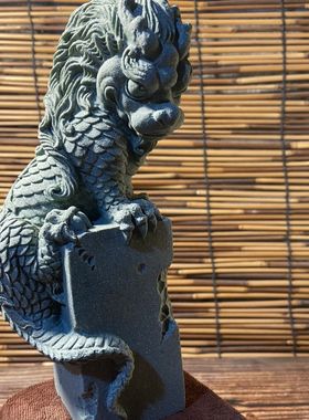 青砂石盘龙石玺创意国风新中式鱼缸造景家居客厅桌面招财镇宅摆件
