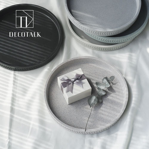 DecoTalk 浴室浴具托盘 砂岩底座置物盘 拍摄道具样板间配饰摆件 - 图0