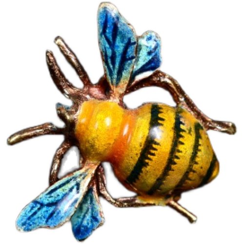 SOLD【上层精灵的庭院】Art Deco古董纯金大黄蜂胸针珐琅金别针 - 图3