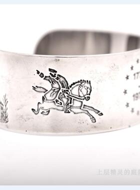 SOLD 上层精灵的庭院∮欧洲古董Vintage首饰纯银城堡骑军人物手镯
