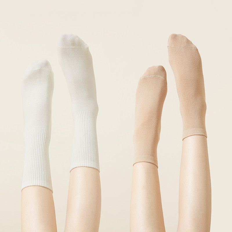 中筒袜春秋纯色简约纯棉芬那丝袜子 芬那丝短袜/打底袜/丝袜/美腿袜