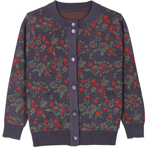 老年人秋冬装女毛衣开衫外套奶奶装羊毛衫加绒针织衫老太太上衣服 - 图3