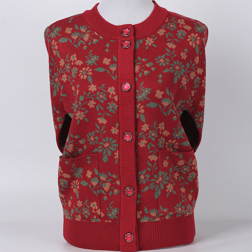 老年人秋冬装女毛衣开衫外套奶奶装羊毛衫加绒针织衫老太太上衣服 - 图0