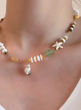 海边度假风天然贝壳彩色串珠项链