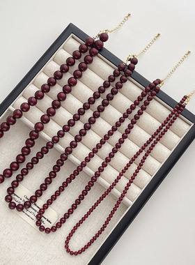 安可拉红色串珠项链女