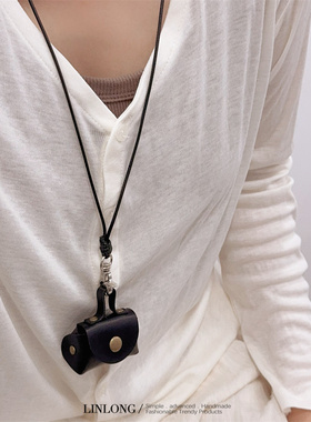 小巧可爱皮质零钱包项链女毛衣链