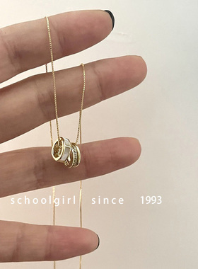 日韩简约通勤白色贝母吊坠项链