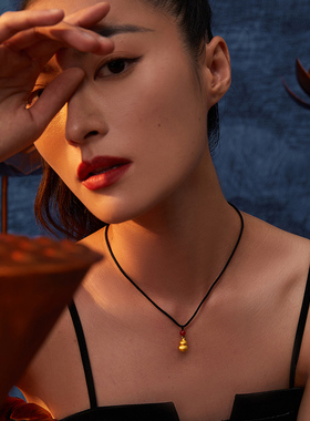 黄金福禄葫芦吊坠新款珠宝挂坠项链编黑绳套链首饰送女友节日礼物