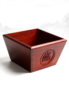 红花梨木斗升日进斗金开业入伙桌面摆件红木收纳盒客厅桌面收纳盒