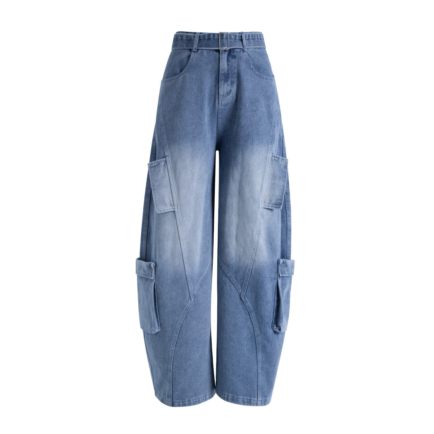 工装牛仔裤女秋冬季新款复古胖mm大码宽松显瘦梨形报恩弯刀阔腿裤,淘宝优惠券,粉丝福利购,淘宝优惠卷