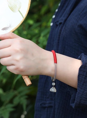 高级烟灰蓝琉璃仿玉手镯一步吊坠