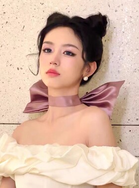 周也同款项链紫色蝴蝶结颈饰汤姆梦中情猫女朋友cos道具脖子颈链