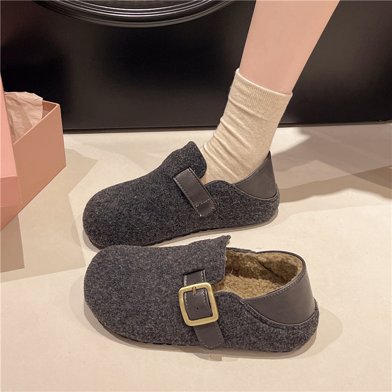 内增高勃肯鞋女秋冬加绒加棉乐福鞋2025年新款厚底一脚蹬勃肯棉鞋 - 图3