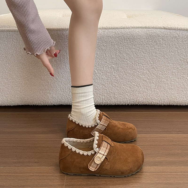 内增高勃肯鞋女2026年春季新款复古全包勃肯单鞋一脚蹬懒人豆豆鞋,淘宝优惠券,粉丝福利购,淘宝优惠卷