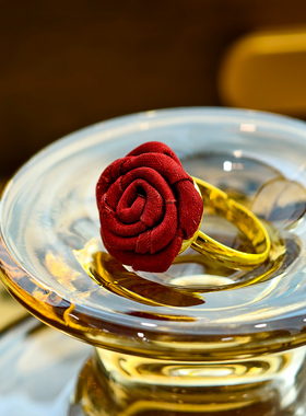 小耳出品中式民族风玫瑰花戒指女经典时尚活口可调节小众首饰戒指