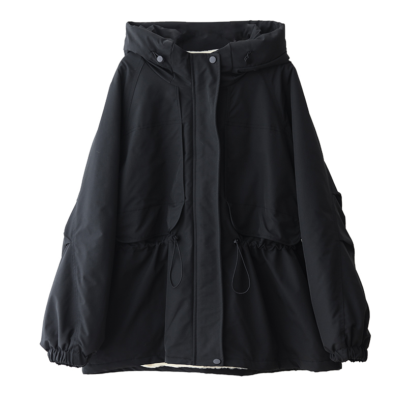 小耳出品 【1300g重】加绒连帽外套连帽防风保暖休闲运动夹克上衣 - 图3