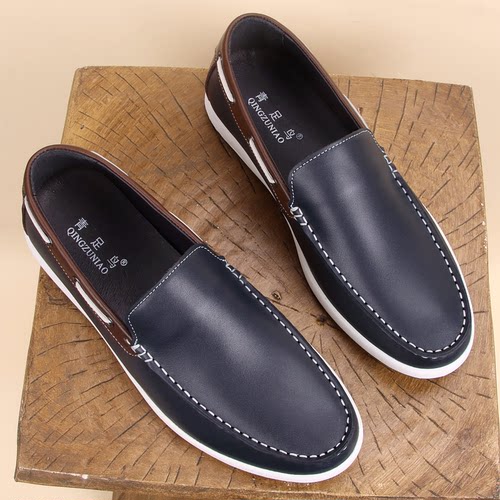 2026新款真皮豆豆鞋男一脚蹬透气百搭青年乐福鞋男士驾车鞋 - 图1