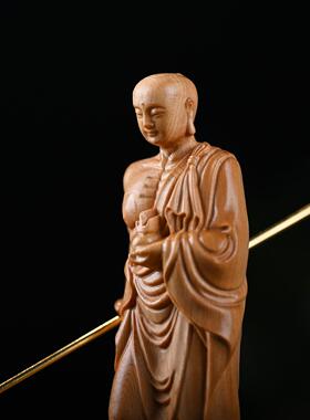 崖柏木雕摆件地藏王菩萨文玩工艺品寺庙居家供奉谛听佛像源头厂家