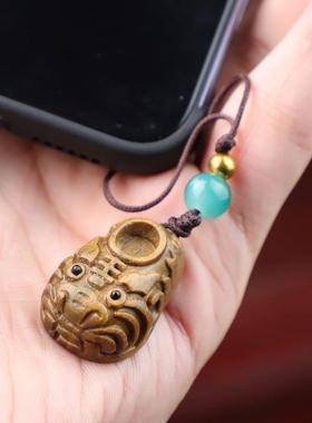 绿檀木虎头鞋可爱转运手机链汽车钥匙扣挂件情侣保平安挂饰送男友