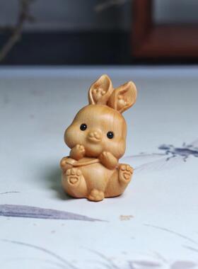 崖柏木DIY掌上萌宠生肖兔祥兔送福可爱小兔子创意链/包包装饰