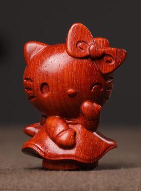 红花梨绿檀木雕刻独角兽貔貅纳财小马宝莉创意家居工艺品茶宠摆件