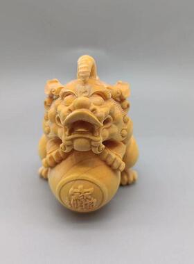 黄杨木雕文玩手把件动物神兽獬豸男士随身独角兽貔貅抱宝实木摆件