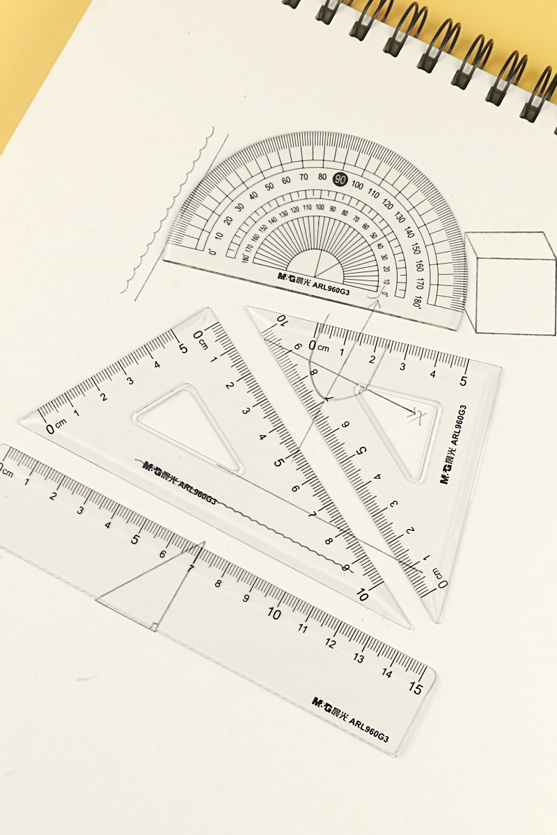 晨光茶啊套尺15cm直尺三角尺量角器学生学习考试测量工具ARL960G3 - 图2