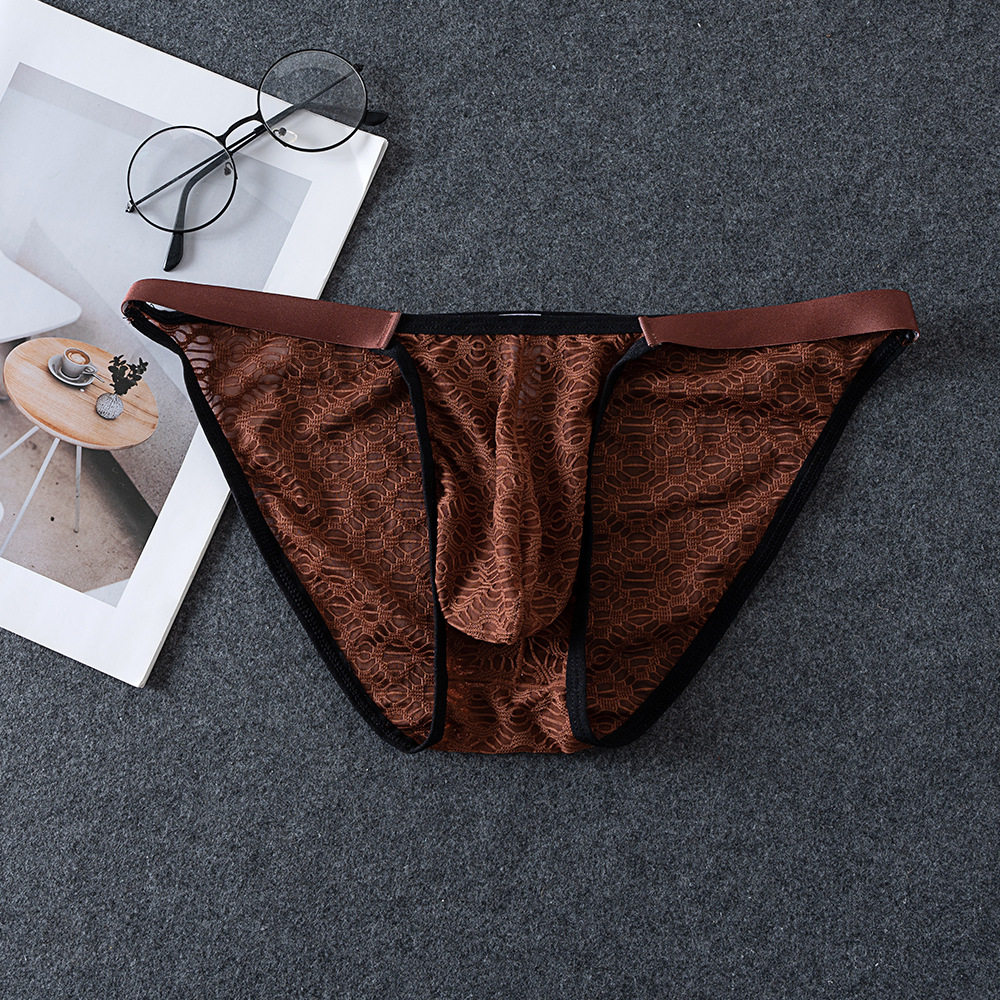 男士时尚蕾丝三角低腰囊袋半透明性感内裤,淘宝优惠券,粉丝福利购,淘宝优惠卷