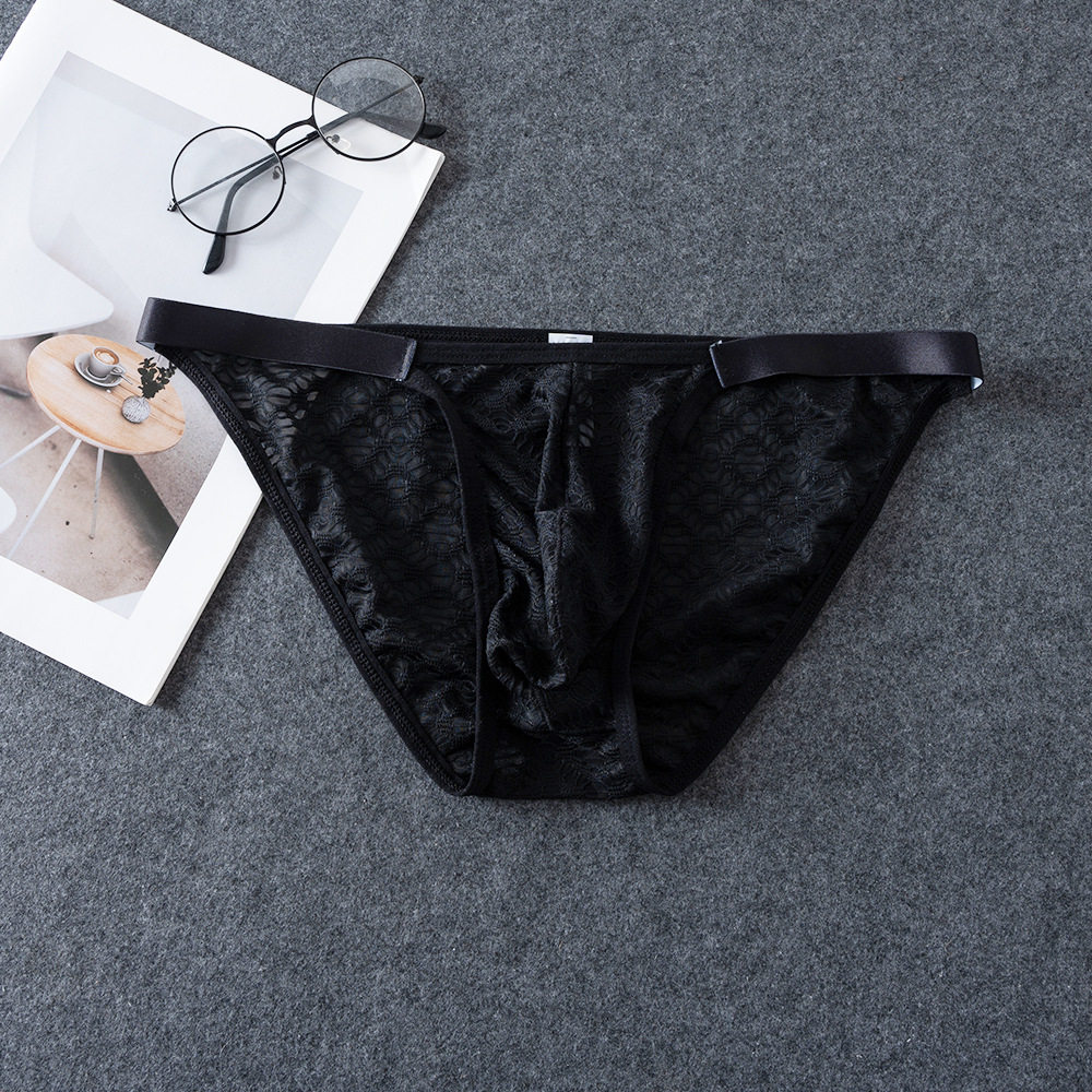 男士时尚蕾丝三角低腰囊袋半透明性感内裤,淘宝优惠券,粉丝福利购,淘宝优惠卷
