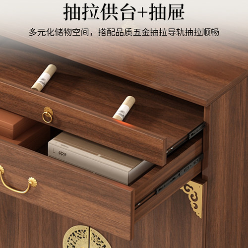 新中式实木供桌佛龛神台佛堂香火菩萨神位堂口香案家用佛柜可定制 - 图2