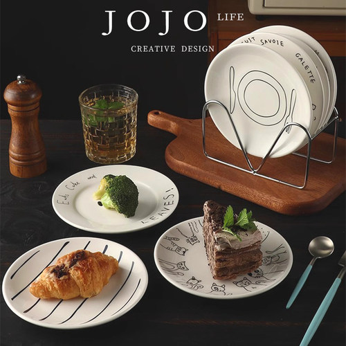 JOJO'S L. PD.Informed.陶瓷盘子圆盘平盘点心盘吐骨碟家用 |知情 - 图0