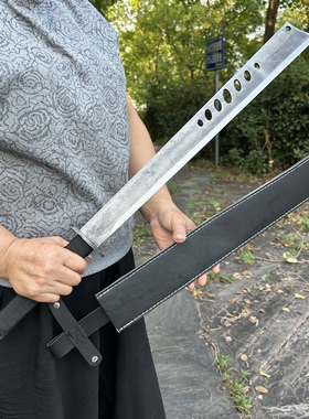 高硬度唐横刀一体锰钢刀剑户外武术长刀冷兵器车载防身武器未开刃