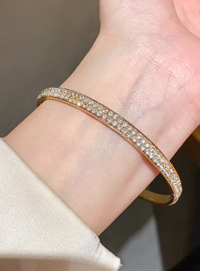 气质简约镶钻锆石金属手镯