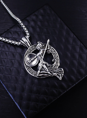 2025新款铸造复古希腊女神斯巴达勇士吊坠朋克嘻哈潮男钛钢项链