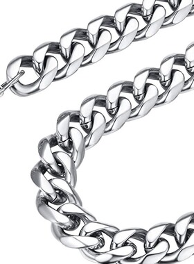 3.5-5-7-9mm古巴龙虾扣项链不锈钢金色黑色银色嘻哈风格欧美热销