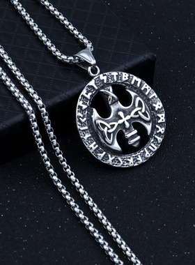 新款吊牌爆款欧美时尚 现货直销嘻哈吊坠不锈钢项链 斧头饰品批发