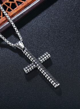 复古龙鳞十字架项链男潮小众ins潮吊坠网红个性嘻哈毛衣链配饰品