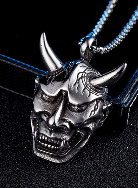 日韩鬼三角般若项链男女吊坠嘻哈挂饰纪念品钛钢长款毛衣链子批发