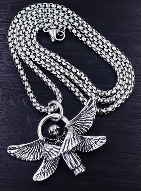 欧美跨境复古天使项链不锈钢项链饰品配饰男女吊坠首饰挂饰批发