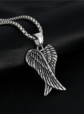 翅膀形项坠项链欧美吊坠潮男女士用情侣学生礼物时尚复古饰品