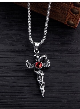 韩版男士个性蛇形吊坠配饰复古霸气十字架项链时尚简约百搭饰品